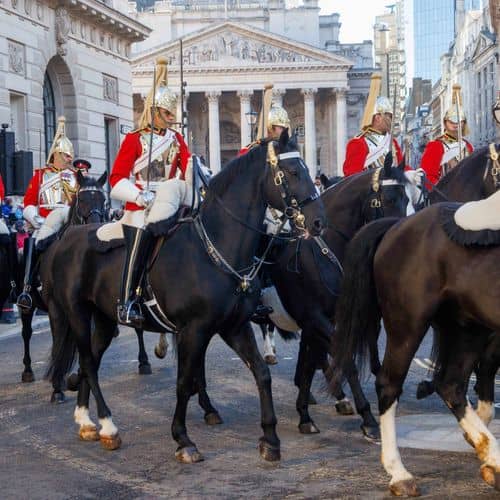 Horses and soliders at Lord Mayors Show, City of London