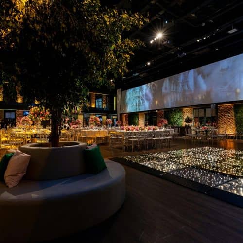 banquet room with tree